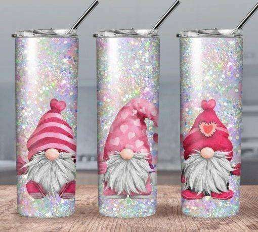 Pink Valentine Gnomes Tumbler